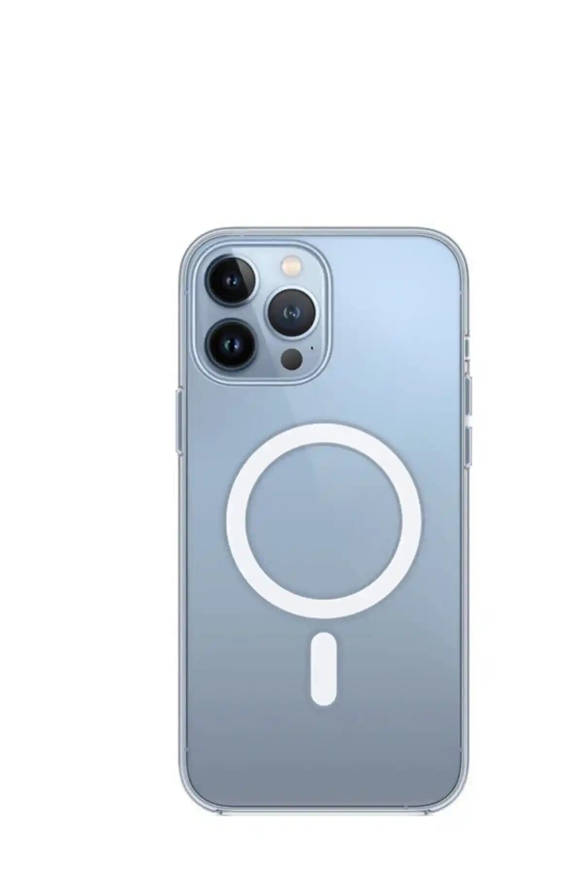 iPhone 13 Pro Max için Magsafe uyumlu şeffaf silikon kılıf güvenli ve şık koruma sağlar
