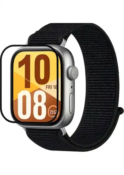 Fibaks Huawei Watch Fit 4 Uyumlu Tam Kaplayan Kavisli Siyah Ekran Koruyucu