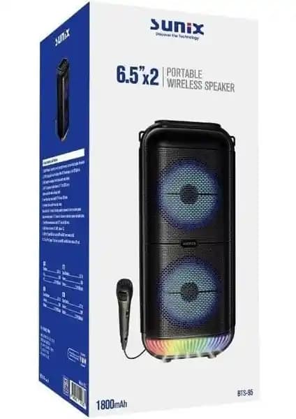 Mena Rise 1800 mAh 6,5x2 Mikrofonlu LED Işıklı Bluetooth Hoparlör BTS-95 Özellikleri ve Kullanım Alanları