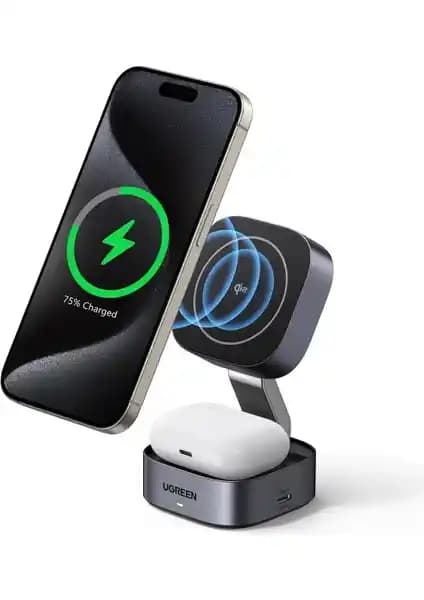 Ugreen 2-In-1 Magsafe Kablosuz Hızlı Şarj Standı: Güvenli ve Pratik Taşınabilir Şarj Çözümü