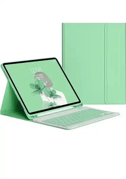 Apple iPad 10.2 için Klavyeli Kılıf ve Kablosuz Klavye – Yeşil, 2019–2021 Uyumlu