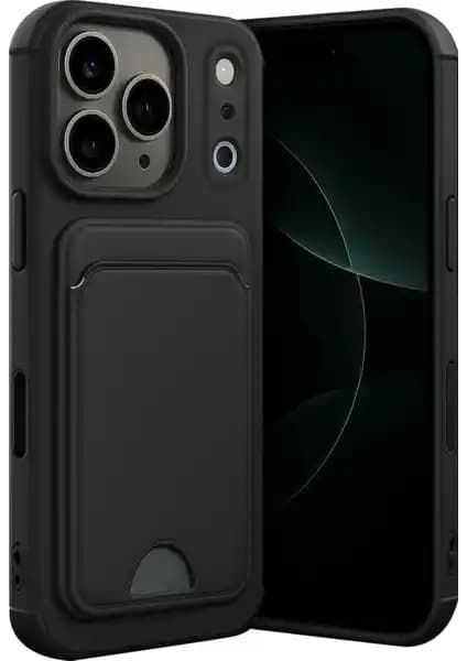 Apple iPhone 17 Pro Uyumlu Arka Kamera Korumalı Silikon Kartlıklı Kılıf Kapak