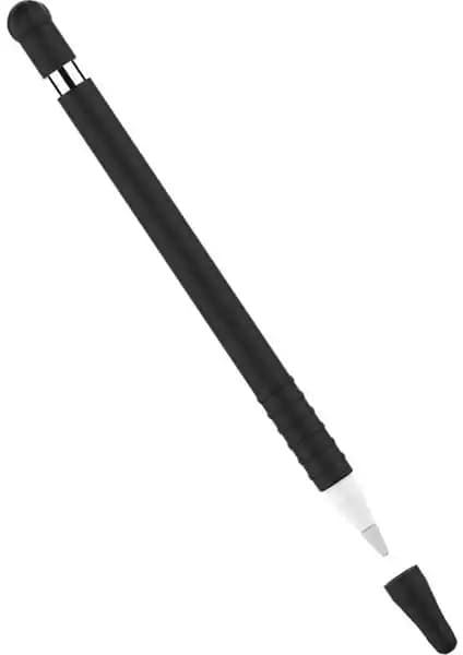 Apple Pencil 1. Nesil için Siyah Silikon Koruma Kılıfı: Uç ve Gövde İçin Ek Koruma