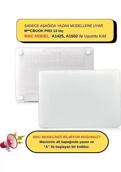 McStorey MacBook Pro 13 inç Mat Kılıf A1425/A1502 Uyumlu - Eski HDMI Modeli İçin Çizik ve Koruma