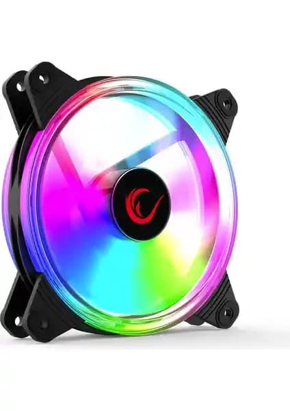 Rampage 6C-120 Çift Halka LEDli Kasa Fanı: 120x120x25 mm, Sessiz Aydınlatmalı Soğutma