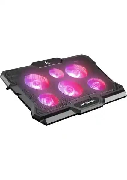 Rampage AD-RC10 Siyah Rainbow RGB 6 Fanlı Dizüstü Bilgisayar Soğutucu Stand