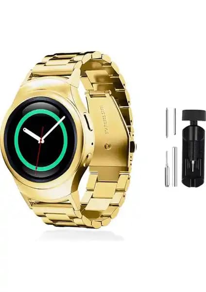 Samsung Galaxy Watch Gear S2 uyumlu metal kordon ve ayarlama aparatı şık kullanım