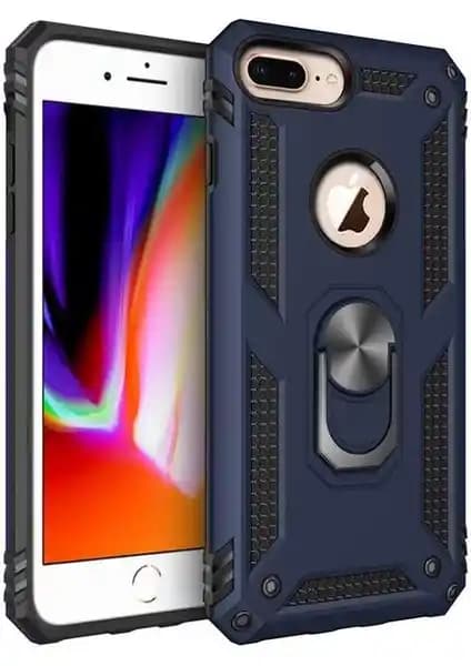 Aqua Aksesuar iPhone 7 Plus Metal Yüzüklü Tank Zırh Standlı Çift Katmanlı Kılıf