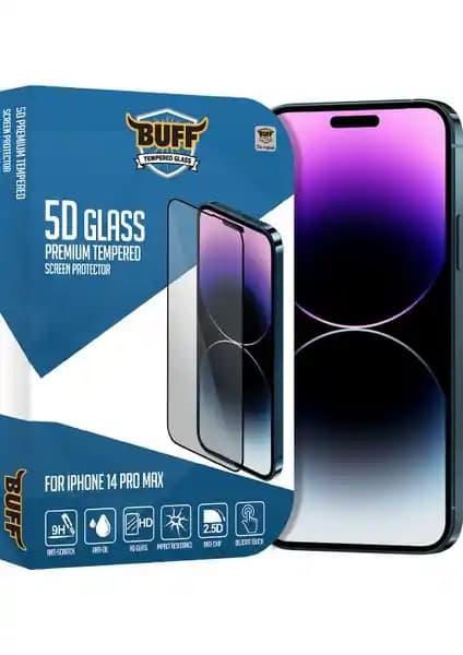 Buff Labs iPhone 14 Pro Max 5D Glass Ekran Koruyucu ile Yüksek Koruma ve Şeffaflık