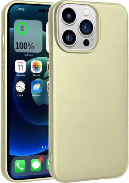 Case 4U iPhone 14 Pro Kılıf: İnce, Mat Renkli Yumuşak Premier Silikon Altın