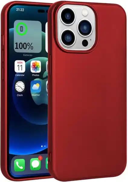 Case 4U iPhone 14 Pro Kılıf: Mat Kırmızı Yumuşak Silikon Koruma ve Şıklık