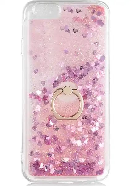 KNY Apple iPhone 6-6s Kılıf: Simli Sıvılı Kalpli Çift Katmanlı Koruma ve Şık Tasarım