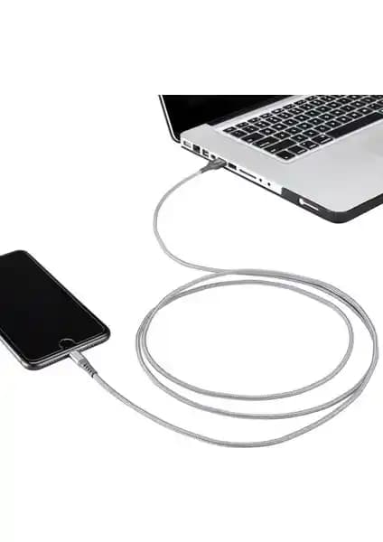 Omars MFI Lightning iPhone Hızlı Şarj ve Data Kablosu 1 Metre Gri - Dayanıklı ve Hızlı