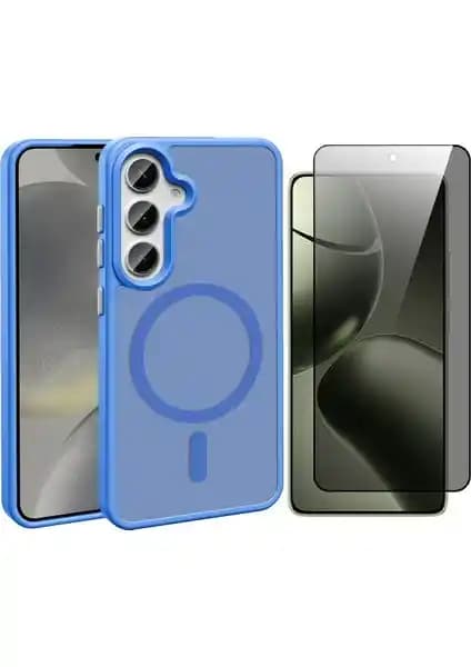 Samsung Galaxy S24 FE için Magsafe Şarjlı Mat Arka Yüzeyli Vendas Kılıf ve Hayalet Ekran Koruyucu