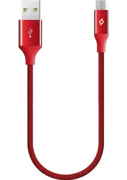 Ttec AlumiCable Mini Micro USB Şarj Kablo 30cm Kırmızı Dayanıklı ve Hızlı Veri Aktarımı