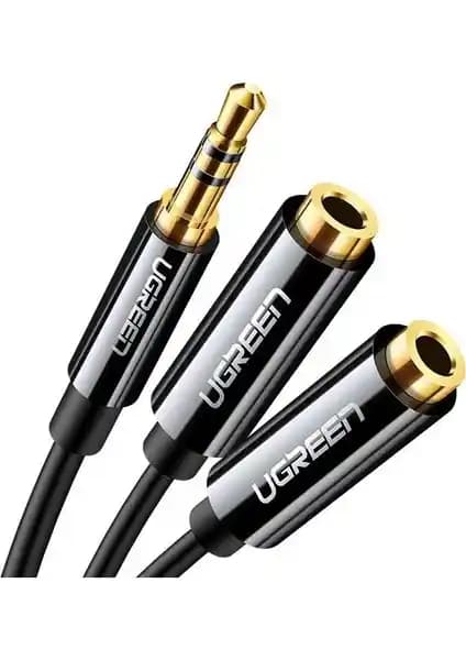 Ugreen 3.5mm 2'li Aux Kulaklık Çoklayıcı Beyaz - Çoklu Ses Paylaşımı ve Yüksek Kalite