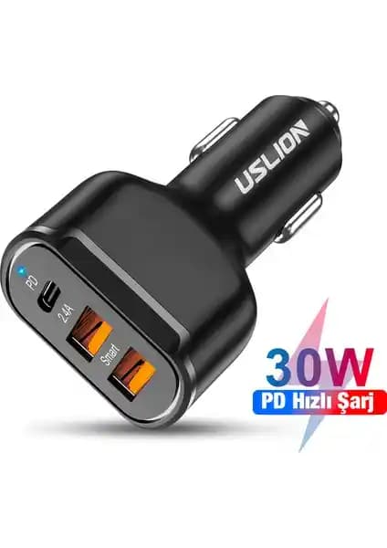 Uslion 30W 2 USB + Type-C QC3.0 Hızlı Araç Çakmaklık Şarjı Özellikleri ve İncelemesi