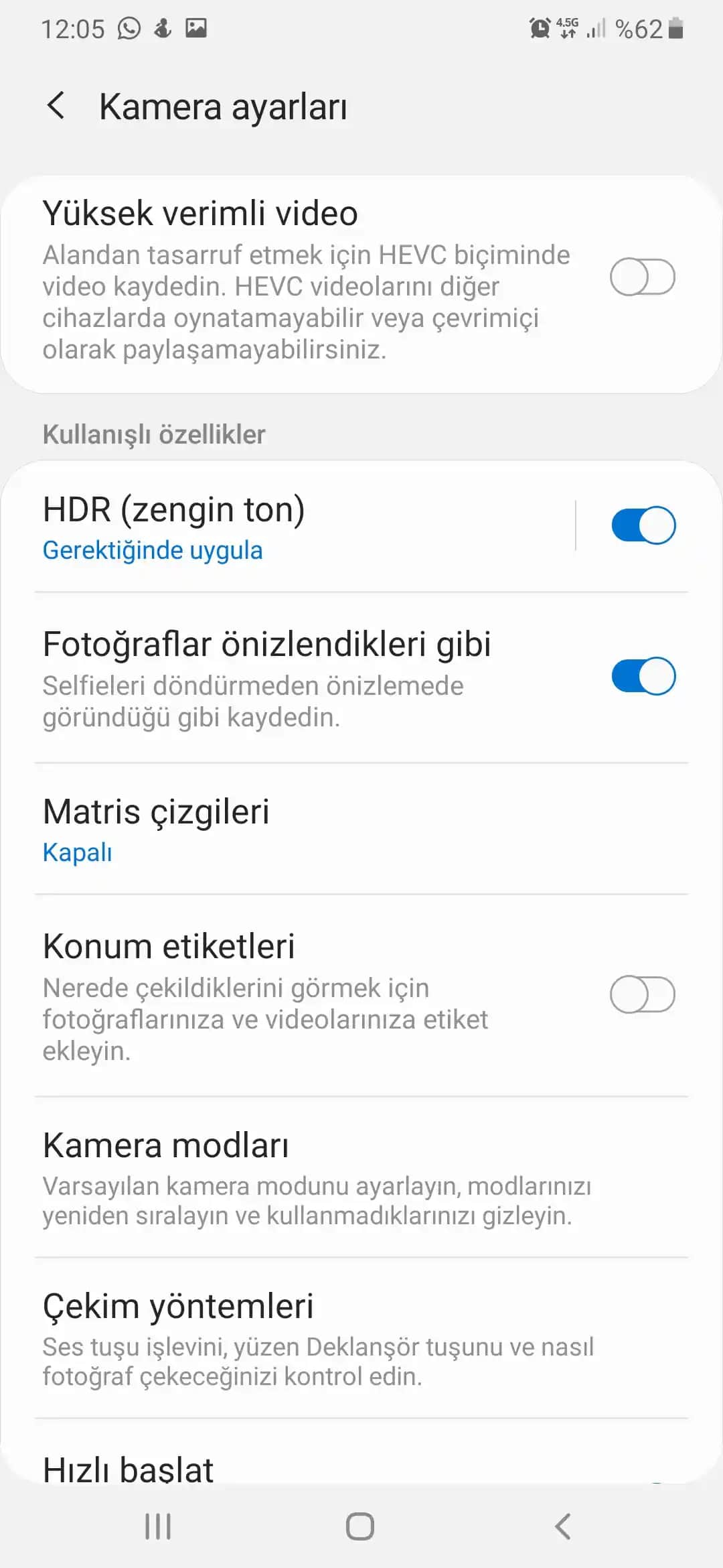 Samsung Telefonlarda Kamera Çözünürlük Ayarlarını Nasıl Yapılır ve Optimize Edilir