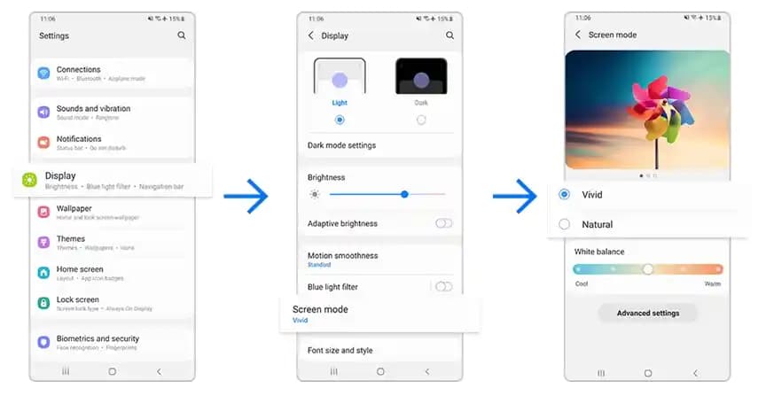 Samsung Telefonlarda Renk Ayarları ve Ekran Modlarıyla Görüntü Kalitenizi Kişiselleştirin
