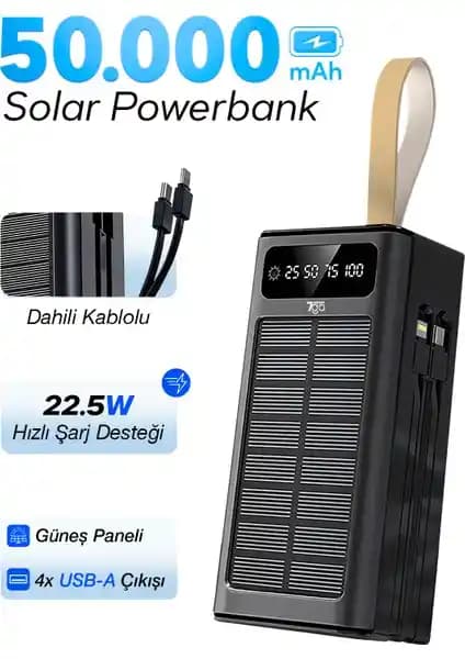 7Go Gpw-01 50.000 mAh Solar Powerbank Gelişmiş Kapasite ve Çevreci Özelliklerle