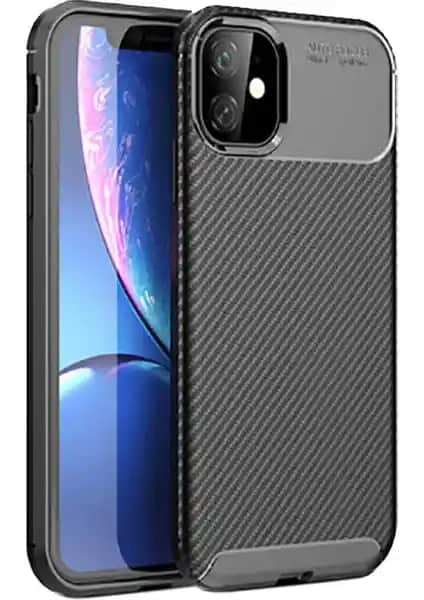 Apple iPhone 11 için dayanıklı ve şık karbon desenli silikon kılıf