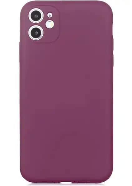 Apple iPhone 11 için şık ve dayanıklı mürdüm kadife tasarımlı koruyucu kılıf