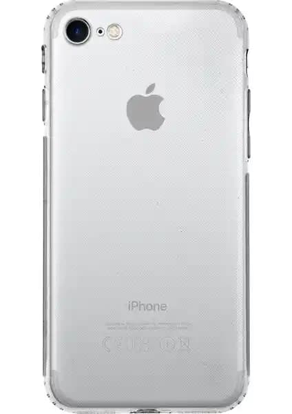 Apple iPhone 7 için şeffaf silikon kılıf kamera korumalı ve tıpalı tasarım