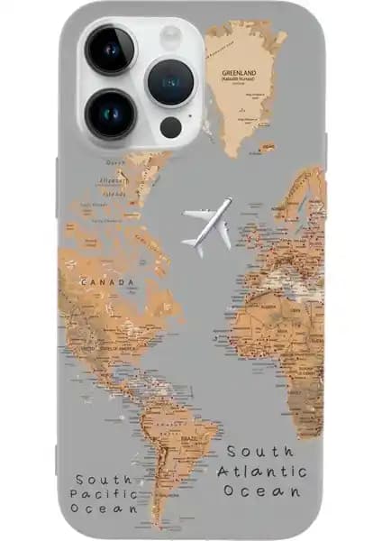 Dünya Harita Desenli Premium Silikon Kılıf ile iPhone 14 Pro Max'inizi Koruyun ve Şıklığınızı Artırın