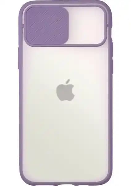 iPhone 11 için Kamera Koruyucu Açılır Kapanır Silikon Kılıf Mor Lila Renkli