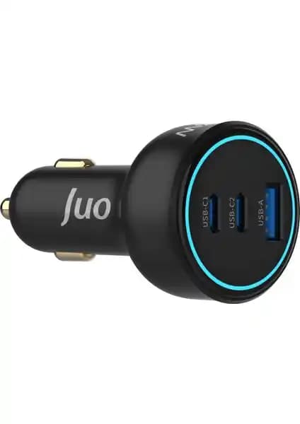 Juo 138W 3 Portlu Type-C ve USB-A Araç Şarj Aleti Güçlü ve Güvenilir Seyahat Arkadaşı