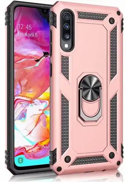 Samsung Galaxy A70 için Şık ve Dayanıklı Çift Katmanlı Manyetik Rose Gold Kılıfı