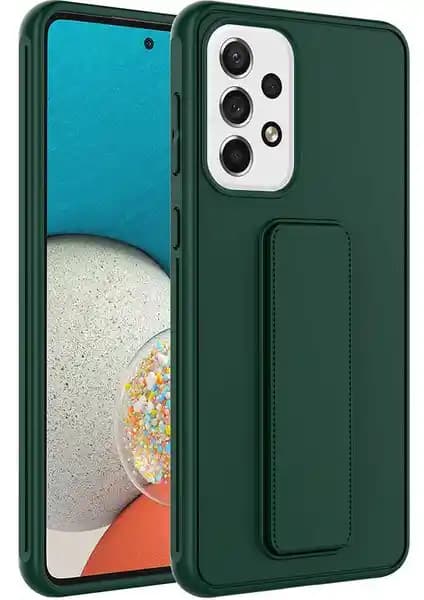 Samsung Galaxy A73 için dayanıklı ve şık TPU silikon standlı koyu yeşil kılıf