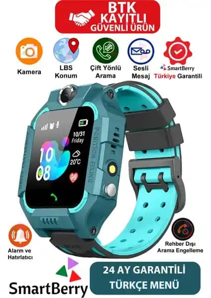 SmartBerry Z2 LBS Konumlu Akıllı Çocuk Takip Saati Güvenlik ve Teknoloji Bir Arada