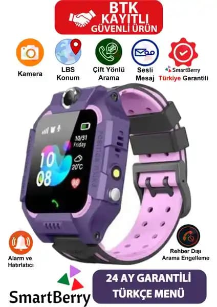 SmartBerry Z2 LBS Konumlu Çocuk Takip Saati Güvenlik ve Teknoloji Bir Arada