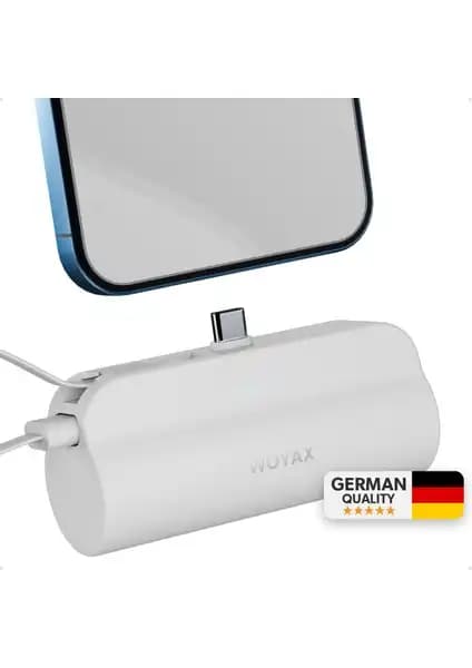 Woyax by Deji Type-C Mini Powerbank 5000mAh Hafif ve Güvenilir Taşınabilir Şarj Cihazı