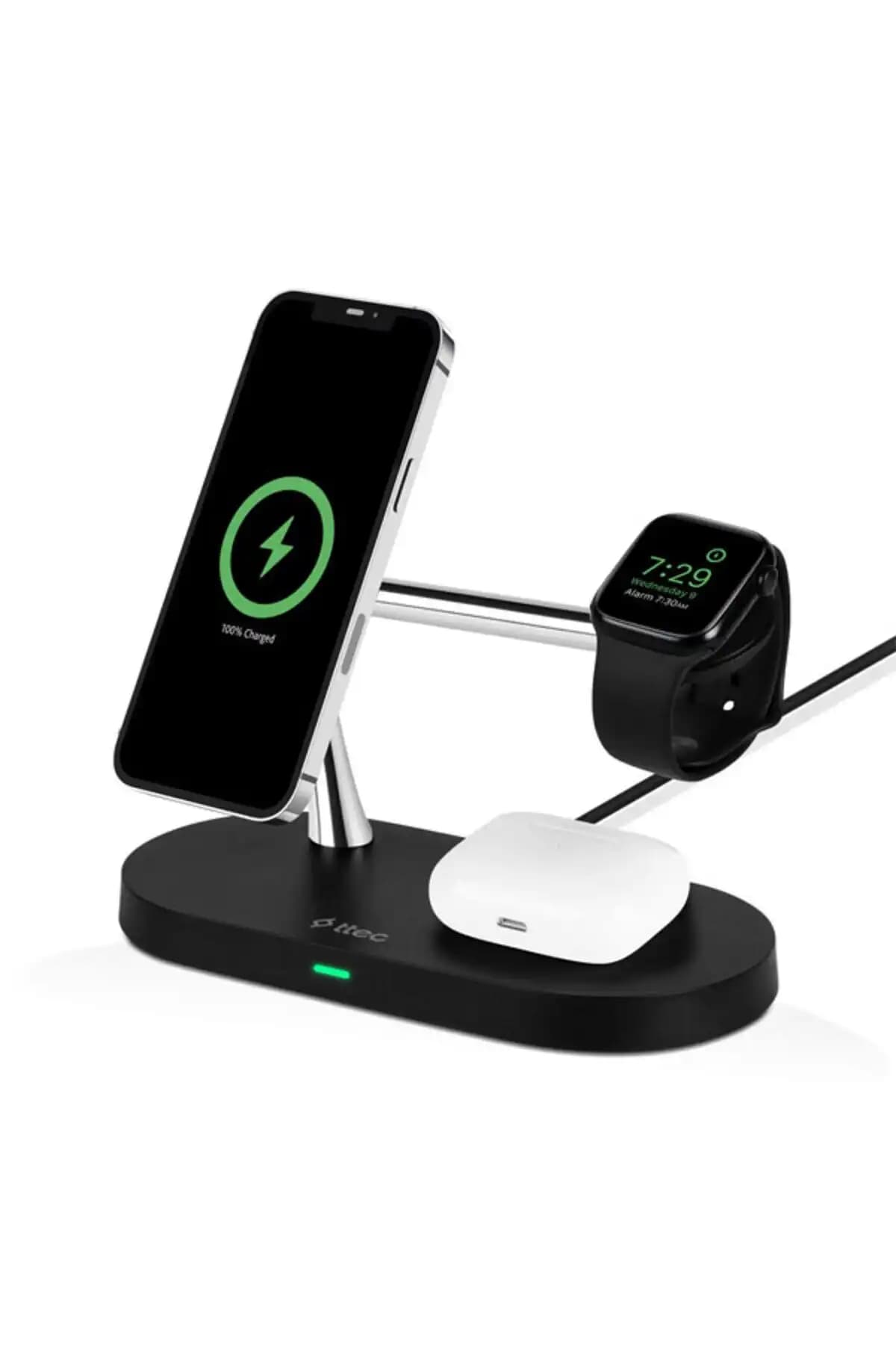 Ttec Aircharger Quattro M Çoklu Cihazlar İçin Güçlü ve Şık Kablosuz Şarj İstasyonu