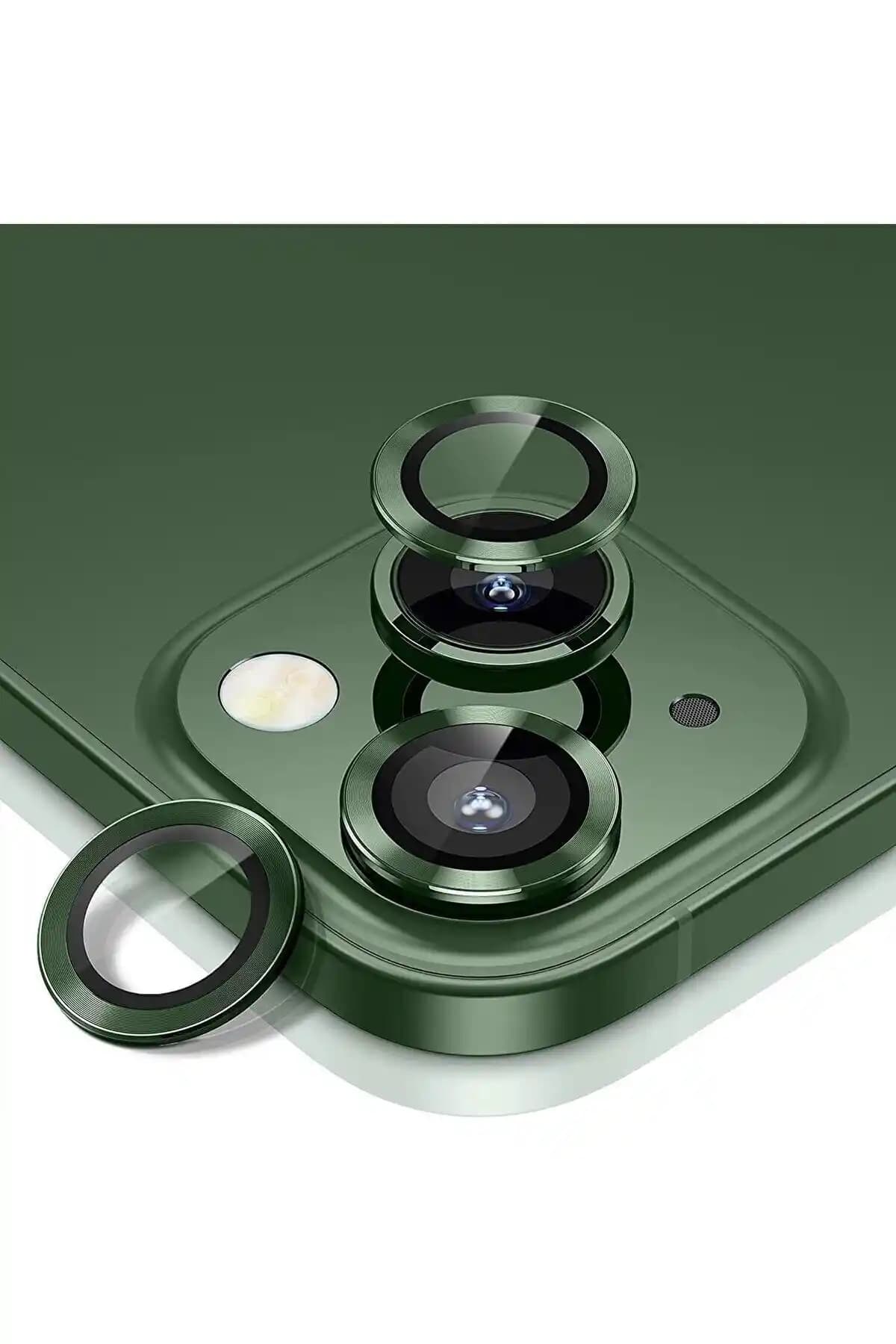 Powerfox iPhone 13/13 Mini Kamera Lens Koruyucu Seti Köknar Yeşili - Dayanıklı ve Estetik Tasarım