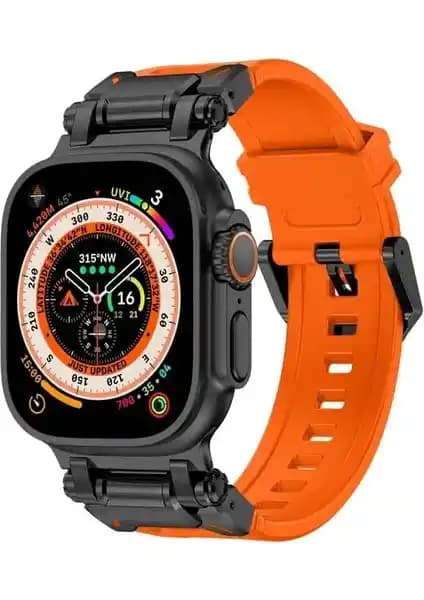 Apple Watch uyumlu şık metal ve silikon kordonu dayanıklılık ve estetiği bir arada sunar