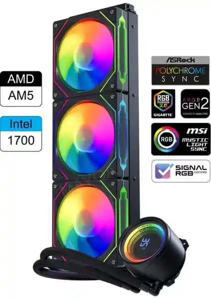 Gametech Hydra Siyah Ahd360mm Isı Dereceli ARGB Sıvı Soğutma Sistemi