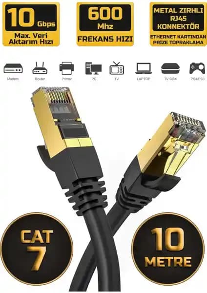 Gold Step Cat 7 Ethernet Kablosu Yüksek Performanslı Veri İletimi ve Dayanıklılık Sağlar