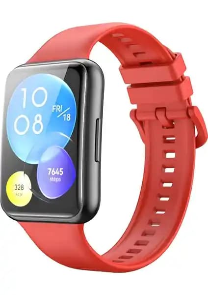 Huawei Watch Fit 2 için şık ve dayanıklı kırmızı silikon spor kayışları