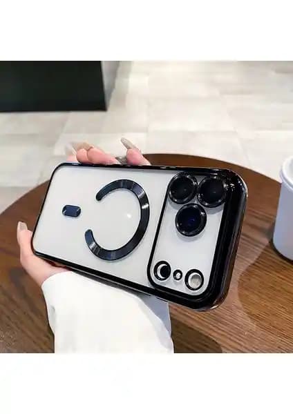 Apple iPhone 17 Pro Max için Magsafe Uyumlu Kamera Lensli Koruma Şeffaf Silikon Kılıfı