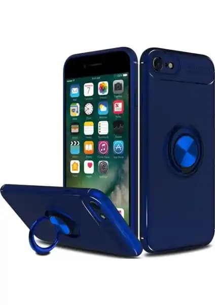 Apple iPhone SE 2022 ve diğer modeller için dayanıklı yüzüklü lacivert kılıf