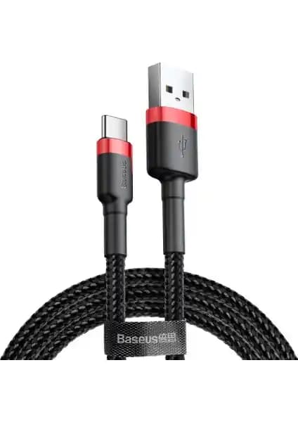 Baseus Cafule Serisi USB Type-C Hızlı Şarj ve Veri Aktarım Kablosu 2 Metre Siyah