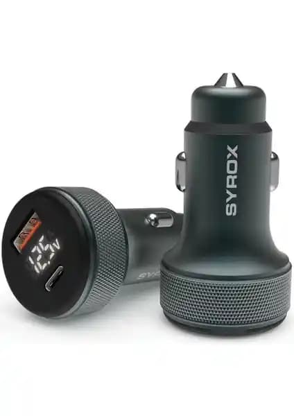 Başkenttekno Syrox SC30B LED Ekranlı Araç Şarj Cihazı Hızlı ve Şık Tasarım