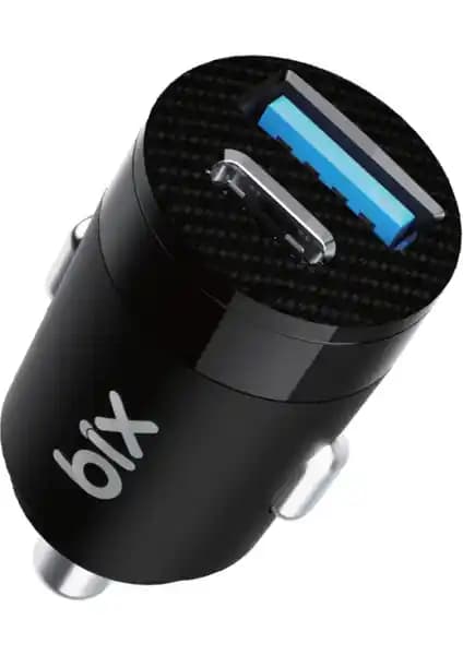 Bix BXAC65C 65W PD Type-C ve 18W USB-A Çift Portlu Araç İçi Hızlı Şarj Cihazı