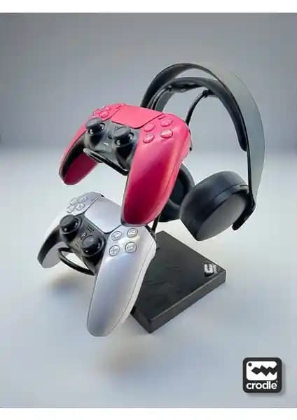 Crodle Siyah Ahşap ve Metal Gaming Joystick ve Kulaklık Dikey Standı