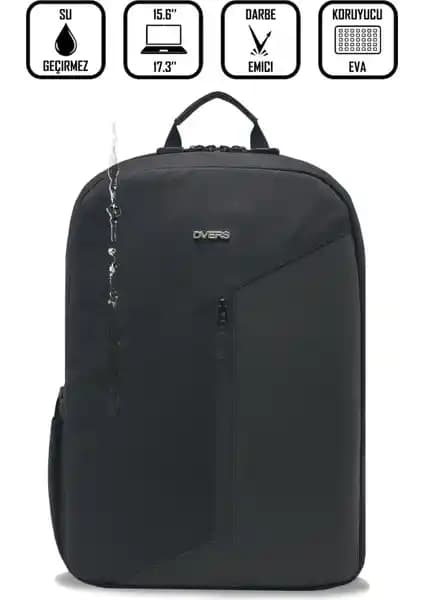 D'Vers 17.3-15.6 İnç Darbe Korumalı Su Geçirmez Çok Bölmeli Laptop Sırt Çantası
