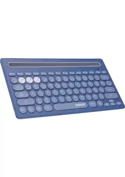 Everest KB-BT84 Mavi/Gri Bluetooth Kablosuz Klavye: Şık ve Konforlu Kullanım İçin Uygun