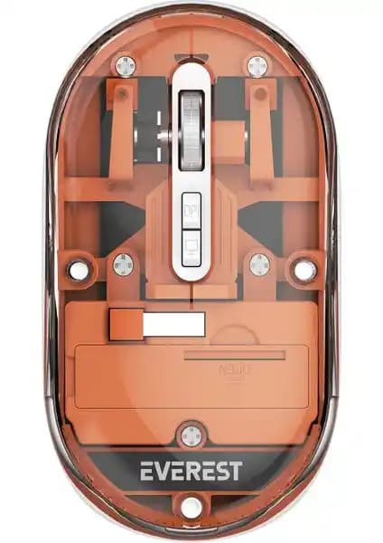 Everest SM-BT29 Kablosuz Mouse Şeffaf Turuncu Bluetooth ve 2.4 GHz Bağlantı Özellikleriyle